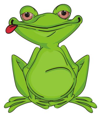 Kırmızı dilli yorgun yeşil kurbağa