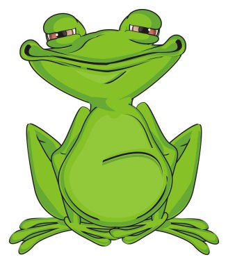 Yorgun yeşil kurbağa otur ve bak.