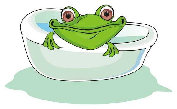 Yeşil Kurbağa Banyodan Yukarı Bakıyor — Stok fotoğraf