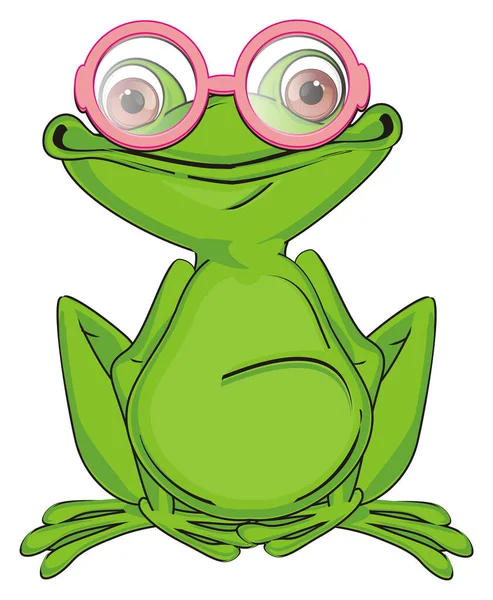 Πράσινο Βάτραχος Ροζ Γυαλιά — Φωτογραφία Αρχείου