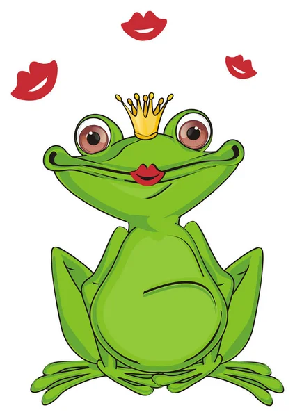 Princesa Sapo Verde Beijos Vermelhos — Fotografia de Stock