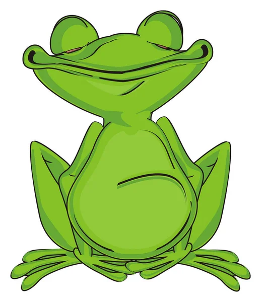 Kapalı Gözlü Mutlu Yeşil Kurbağa — Stok fotoğraf