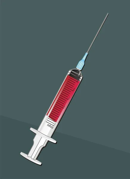 One Full Syringe Red Blood — Stock Photo, Image