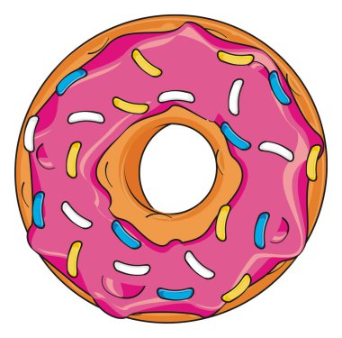 Beyaz arka planda pembe bir çörek.