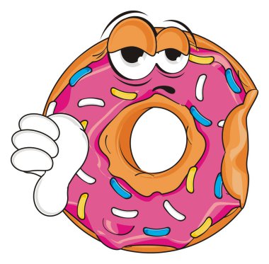 Üzgün pembe çörek gösterisi jesti iyi değil.