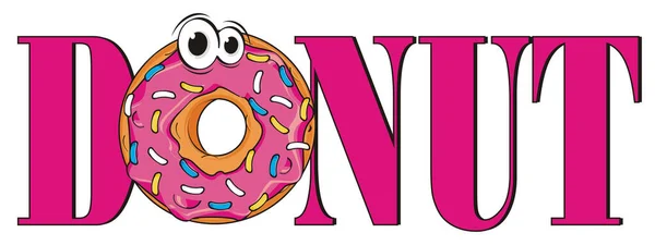 Grappig Roze Donut Roze Woord — Stockfoto