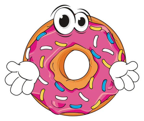 Grappige Roze Donut Met Handen Ogen — Stockfoto