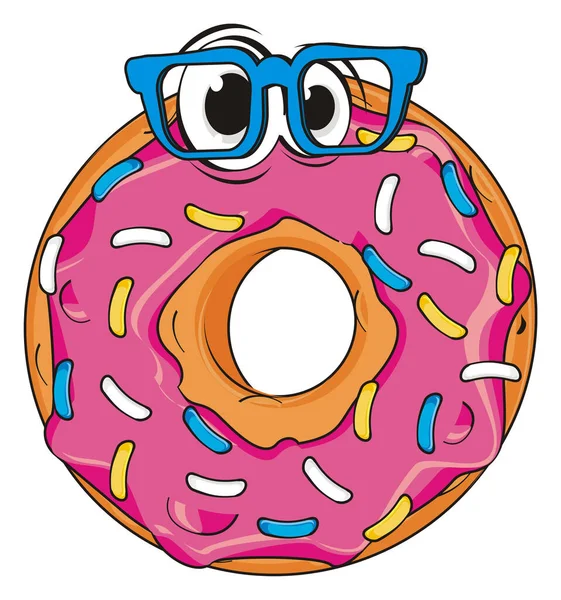 Grappige Roze Donut Met Blauwe Bril — Stockfoto