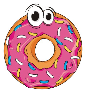 Gözleri olan komik pembe çörek.