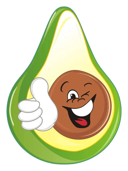 Happy Green Avocado White Background — Stock Photo, Image