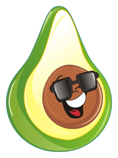 Fröhliche Grüne Avocado Mit Sonnenbrille — Stockfoto