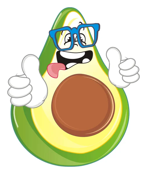 Glücklich Grüne Avocado Zeigen Geste Klasse — Stockfoto