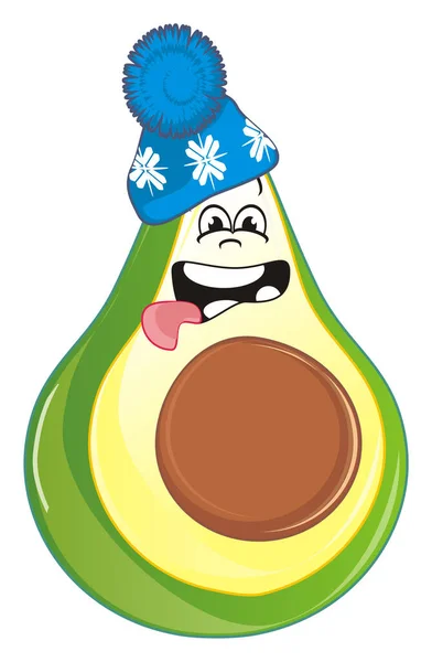 Lustige Grüne Avocado Mit Warmem Hut — Stockfoto