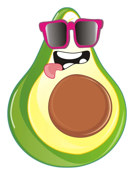Verrückte Grüne Avocado Mit Rosa Sonnenbrille — Stockfoto