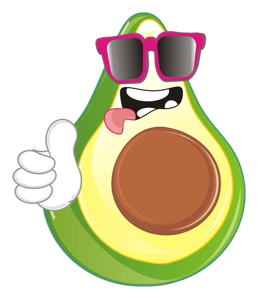 Verrückte Grüne Avocado Mit Schwarzer Sonnenbrille — Stockfoto