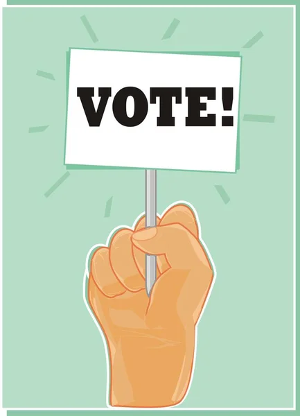 Human Hand Hold Banner Word Vote — Stock Photo, Image