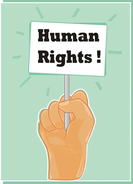 Human Hand Hold Banner Word Human Rights — Stock Photo, Image