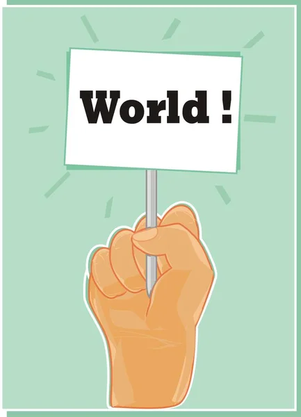 Human Hand Banner Word World — стоковое фото