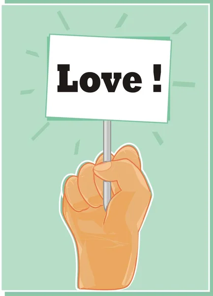 Menschliche Hand Hält Banner Mit Wort Liebe — Stockfoto