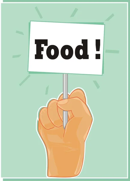 Human Hand Hold Banner Word Food — Stock Photo, Image