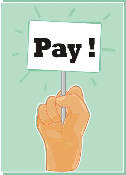 Menselijke Hand Vasthouden Banner Met Woord Betalen — Stockfoto
