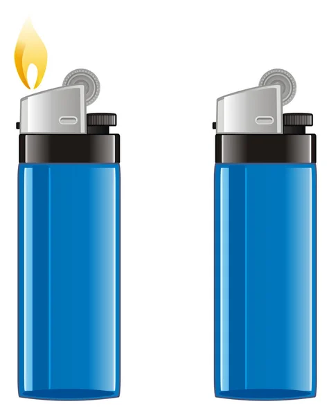 Blaues Feuerzeug Mit Blauem Feuerzeug Mit Flamme — Stockfoto