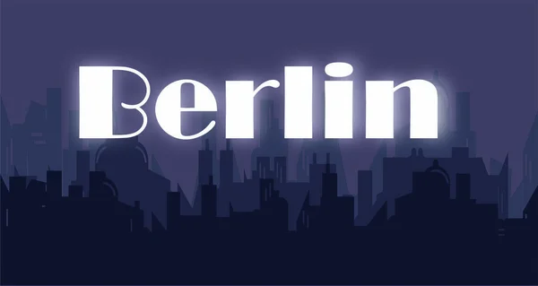 Night City Inscription Berlin — Stock Photo, Image