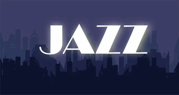 Natt Stad Och Inskription Jazz — Stockfoto