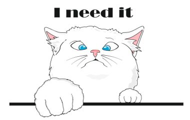  white kitten and words i need it clipart