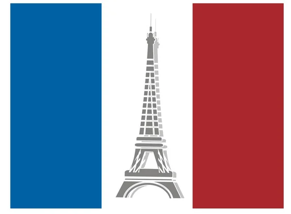 Πύργος Του Άιφελ Και Σημαία Γαλλίας — Φωτογραφία Αρχείου