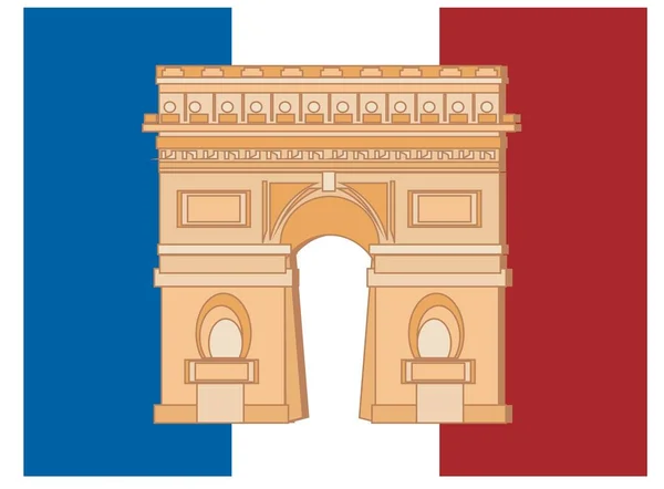 Bandeira França Arco Triunfo — Fotografia de Stock