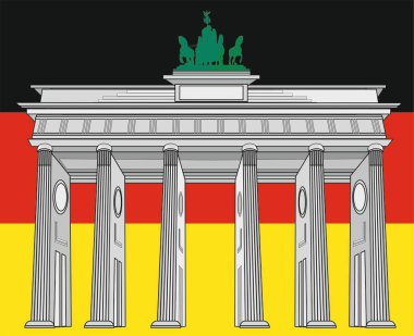 Brandenburg Kapısı ve büyük Almanya bayrağı