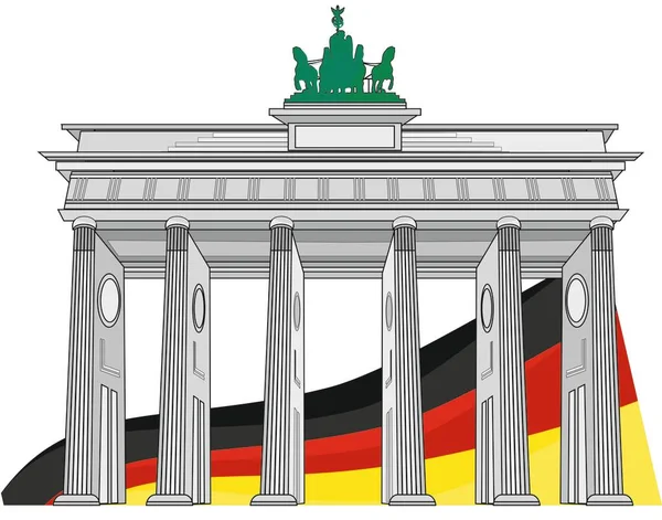 Brandenburger Tor Met Nationale Vlag — Stockfoto