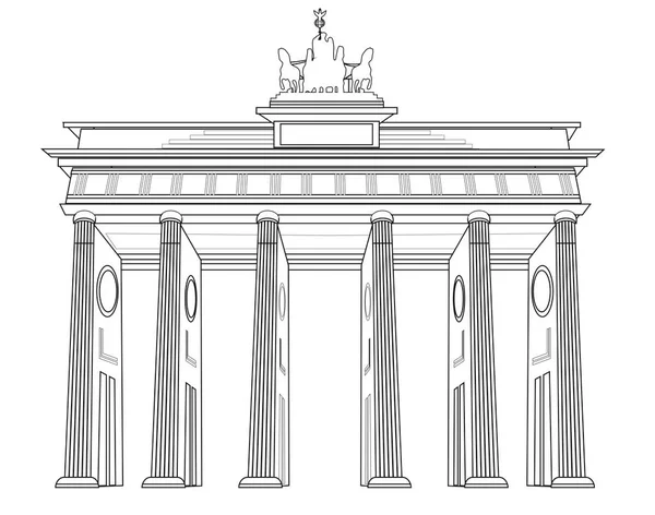 Színezés Brandenburg Gate Fehér Alapon — Stock Fotó