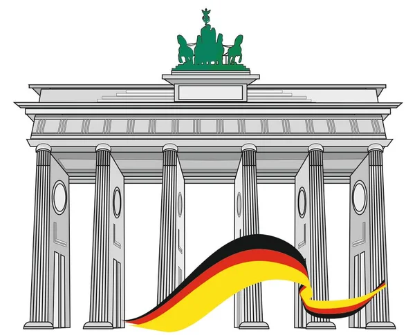 Brandenburgi Kapu Szalaggal Zászlóval — Stock Fotó