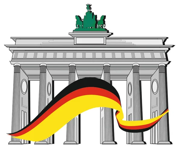 Almanya Bayrağı Brandenburg Kapısı Ile Kurdele — Stok fotoğraf