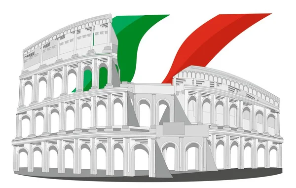 Famoso Colosseo Con Grande Bandiera — Foto Stock