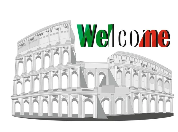 Coliseum Colored Word Welcome — Stock Photo, Image