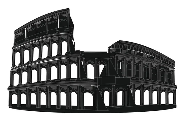 Colosseo Nero Con Linee Bianche — Foto Stock