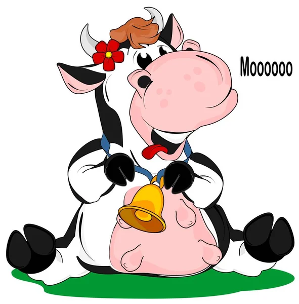 Αγελάδα Cutye Καθίσει Στο Γρασίδι Και Mooo — Φωτογραφία Αρχείου