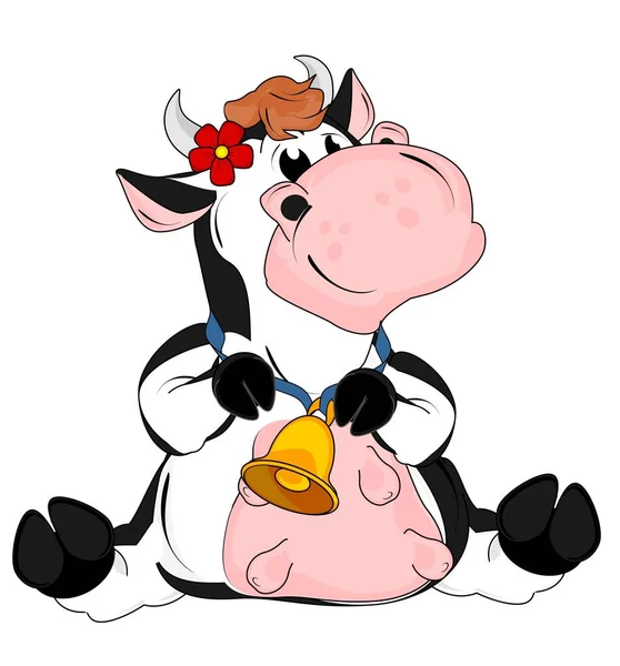 有金铃的可笑的肥牛 — 图库照片