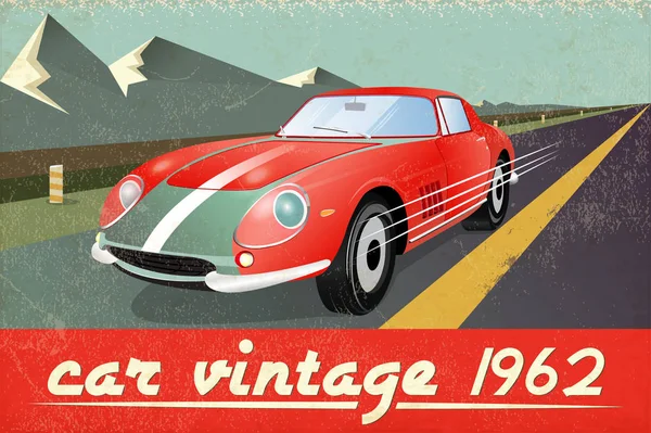 El cartel del viejo coche deportivo — Vector de stock