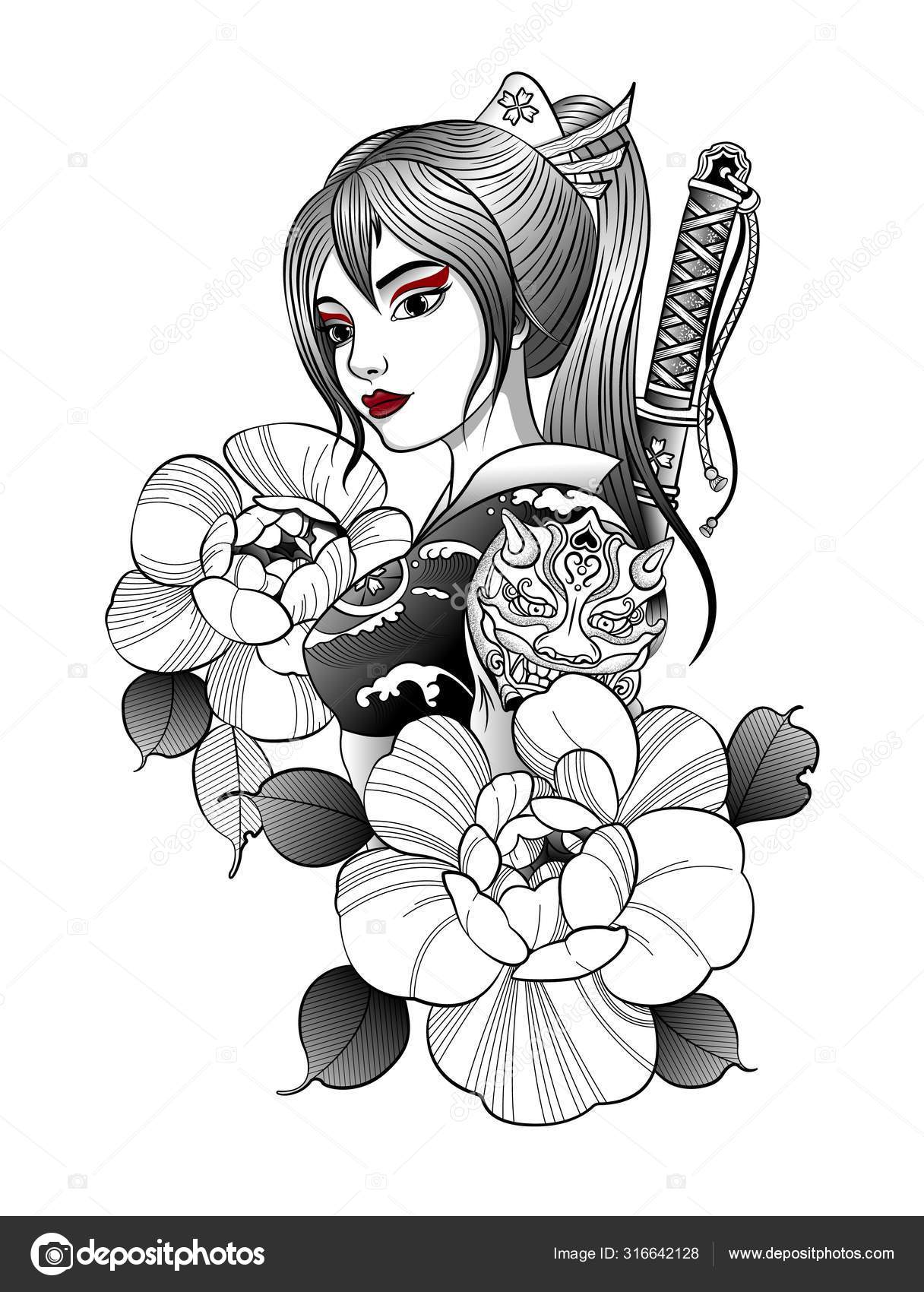Samurai Girl With Katana Behind Her Back Stock Vector Image By C Ice245 Samurai Girl With Katana Behind Her Back Stock Vector Image By C Ice245