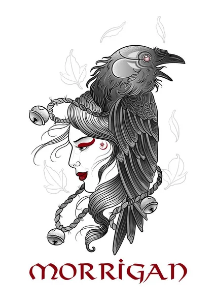 Queen Raven Morrigan Rituális Maszk Illusztráció — Stock Vector