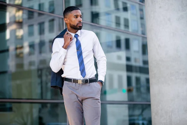 Elegante Moderno Africano Americano Empresário Corporativo Modelo Empresário Executivo Estilo — Fotografia de Stock