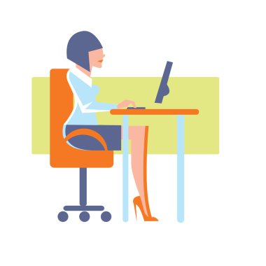 Young businesswoman using desktop computer