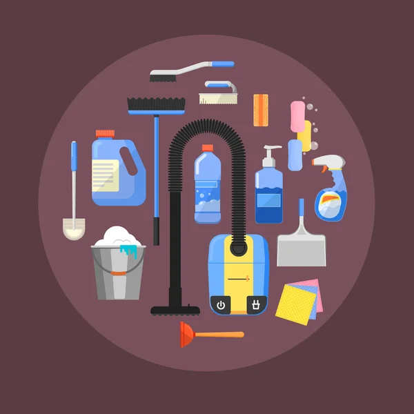 Icone di pulizia su banner vettoriale illustrazione — Vettoriale Stock