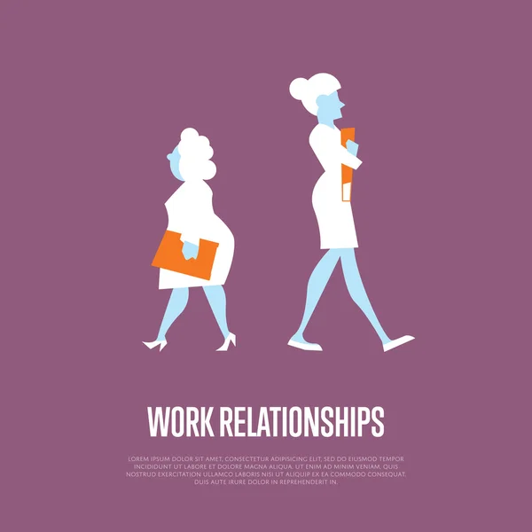 Work relationships banner with businesswomen — Stock vektor