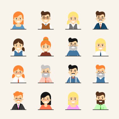Gülümseyen karikatür insanlar Icons set