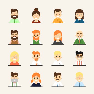 Gülümseyen karikatür insanlar Icons set